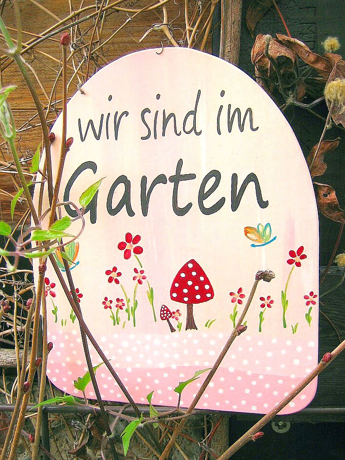 Gartenschild Blumenwiese wir sind im Garten