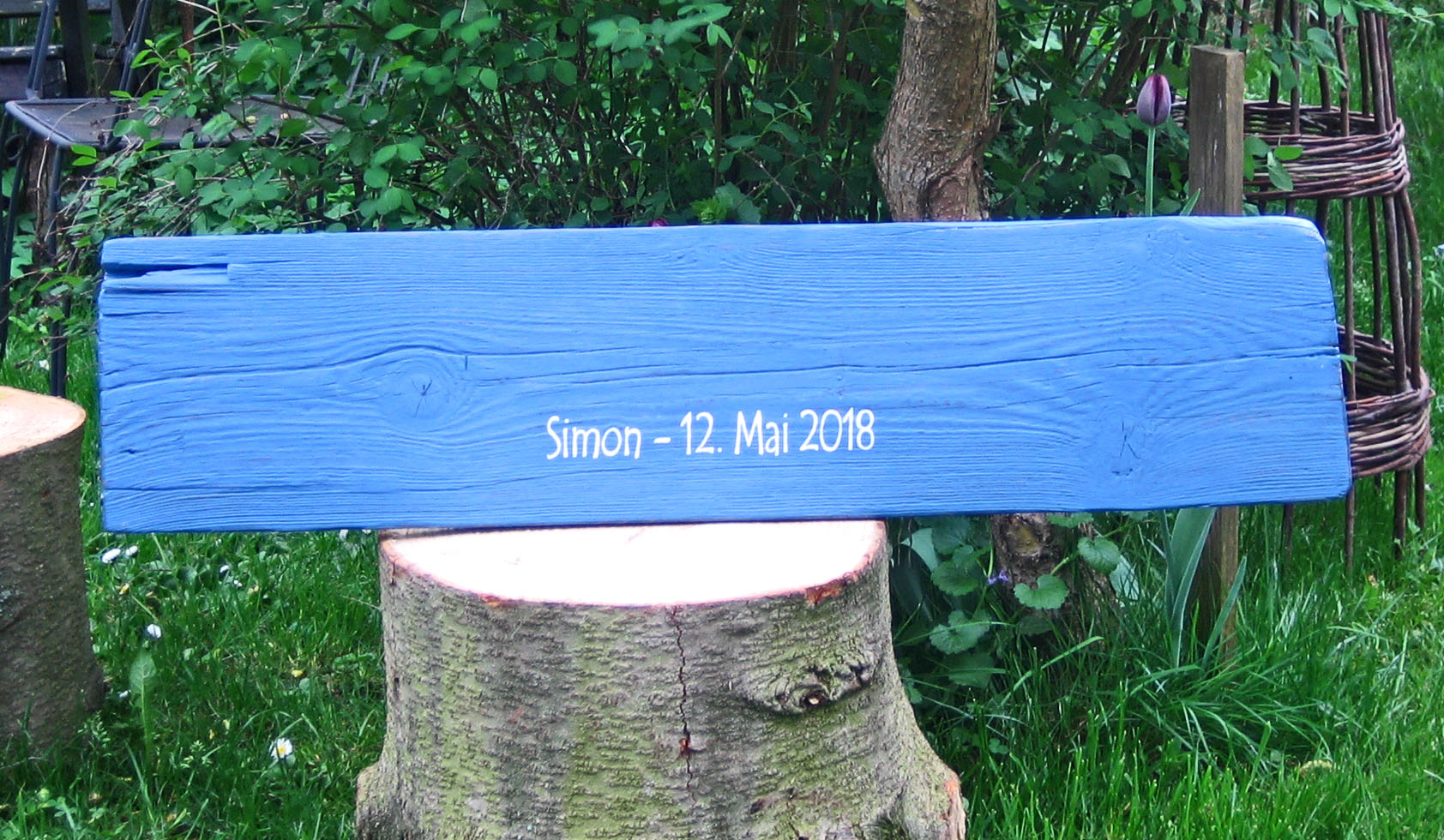 Gartenschild mit Widmung